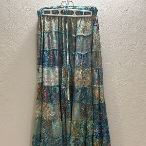 Blue Pleated Maxi Skirt Resort Wear